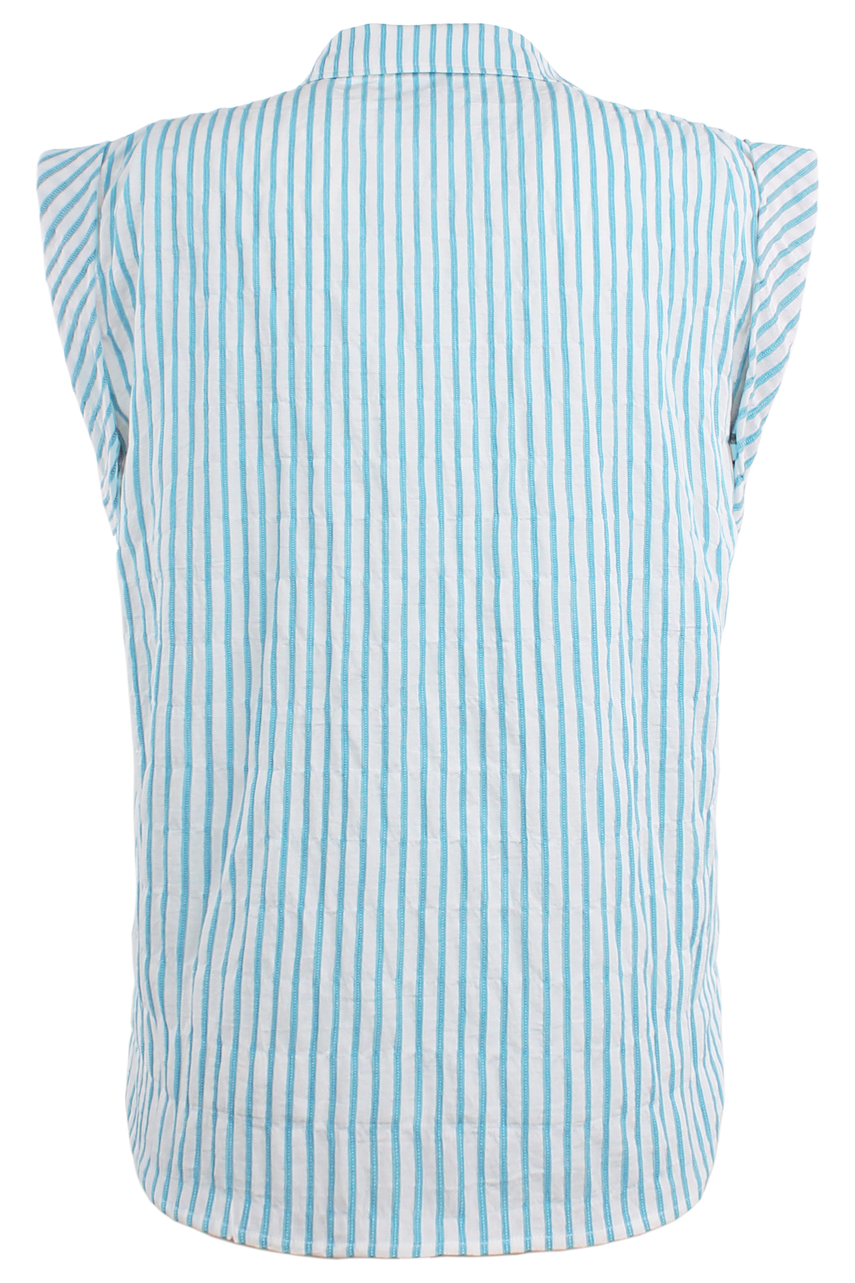 Daryl Cap Sleeve Shirt Turquoise Textured Stripe