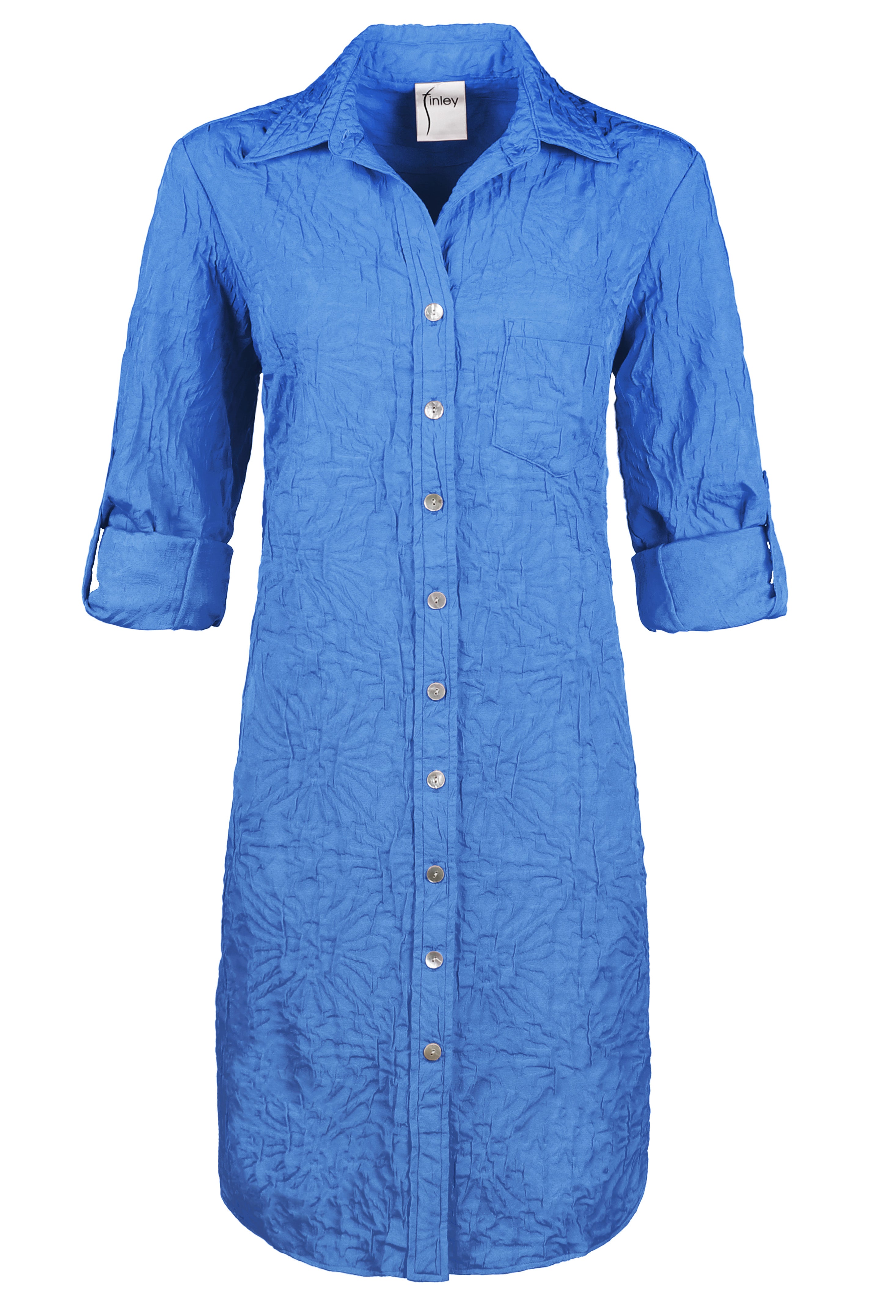 Alex Short Shirt Dress in Blue Textured Jacquard
