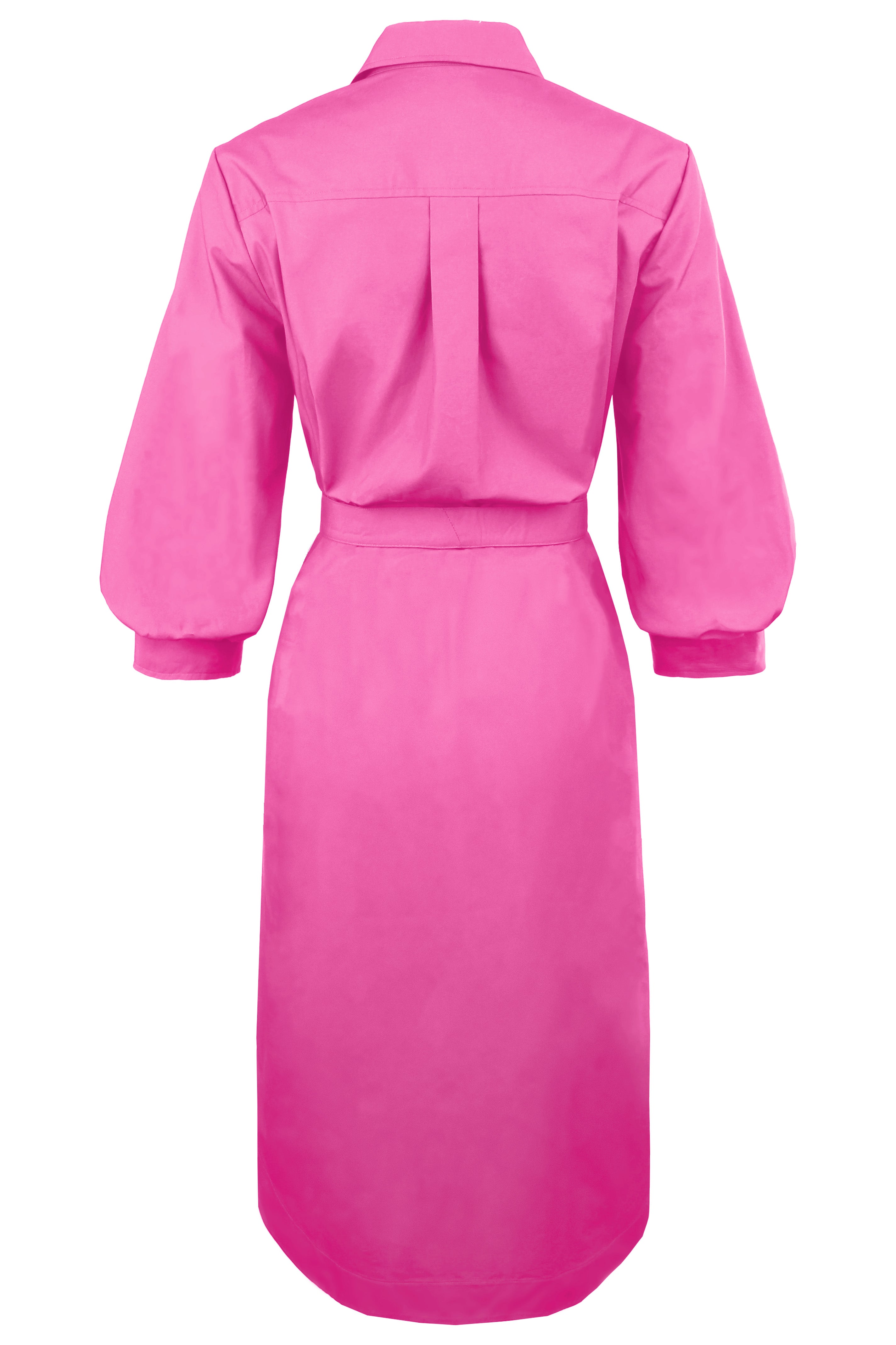 Clementine Fuchsia Pink Midi Shirt Dress Typewriter Cloth