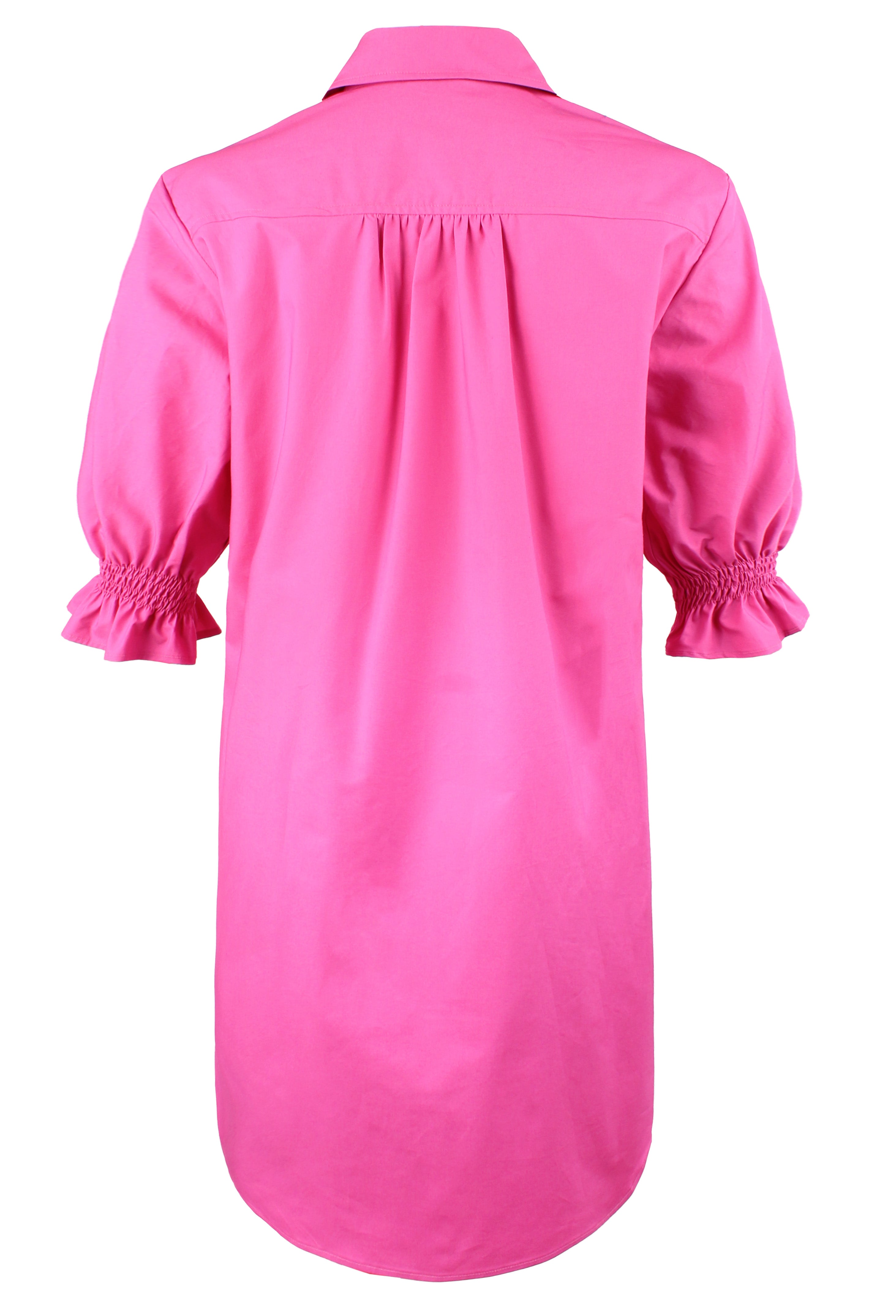 Miller Puff Sleeve Fuchsia Pink Shirt Dress Typewriter Cloth
