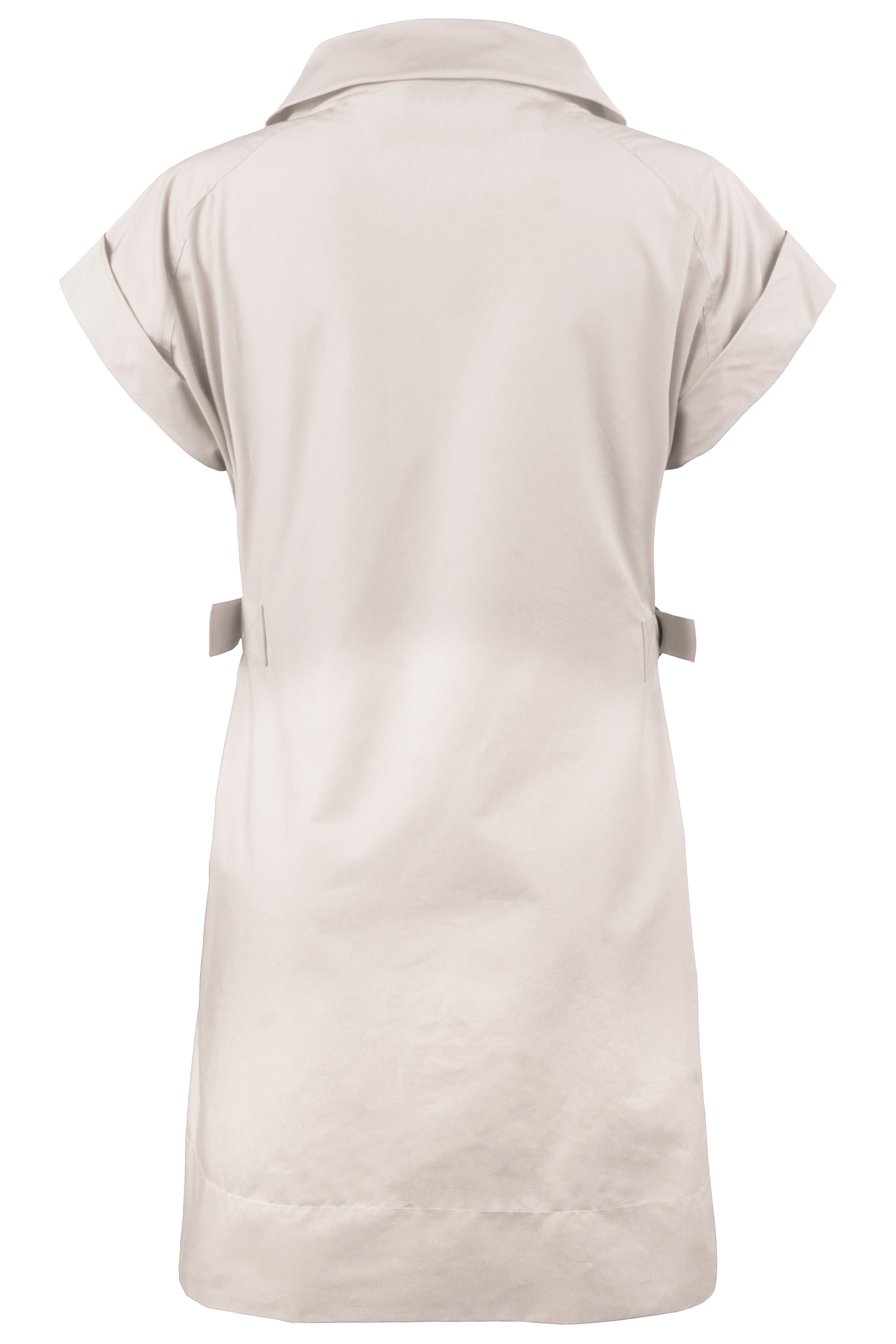 Beige dress with short sleeves on a white background
