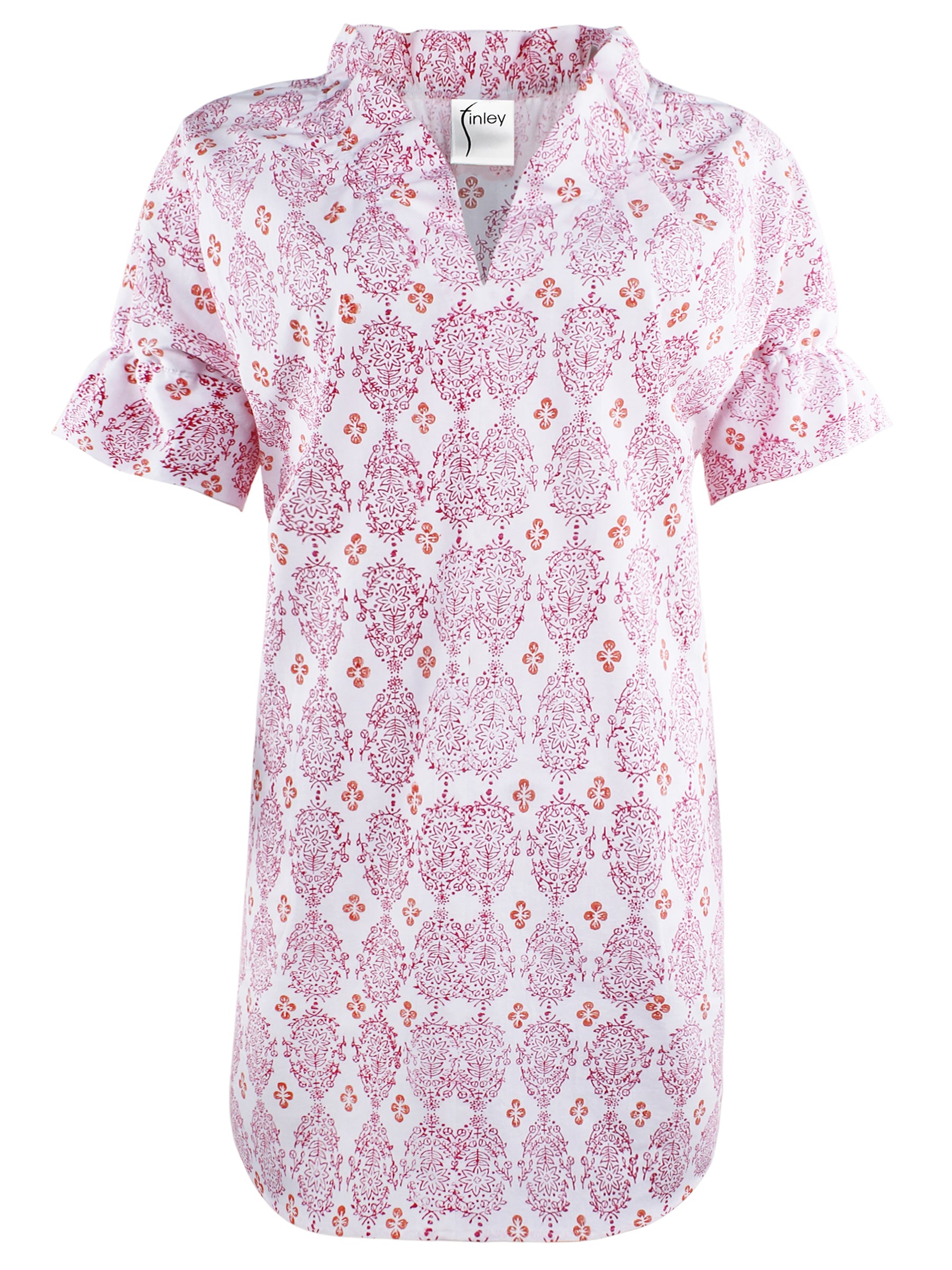 MENDED Crosby Shirt Dress Pink/Orange Vara Dogwood Print