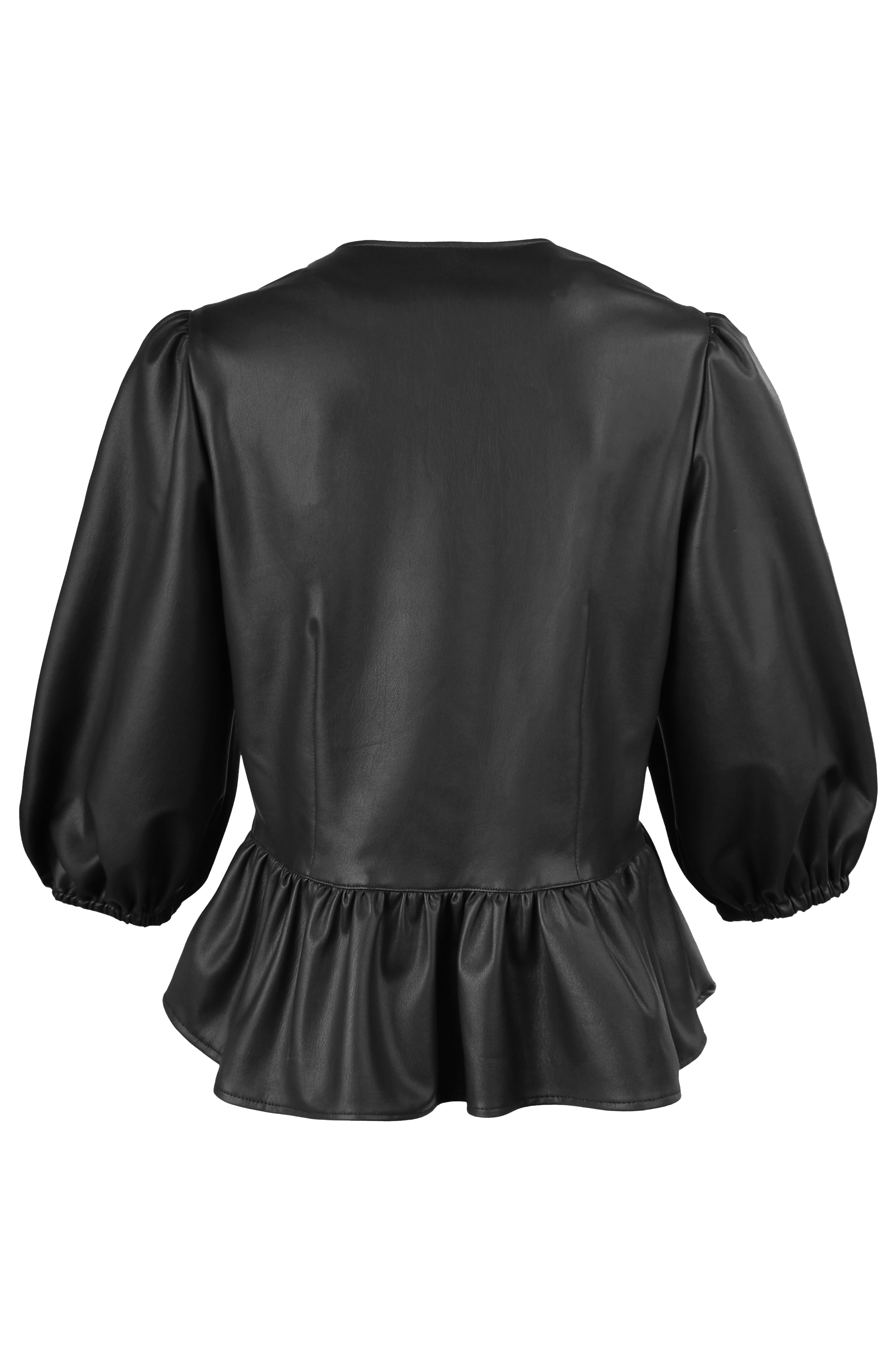 Luna Vegan Leather Tie Top, Black