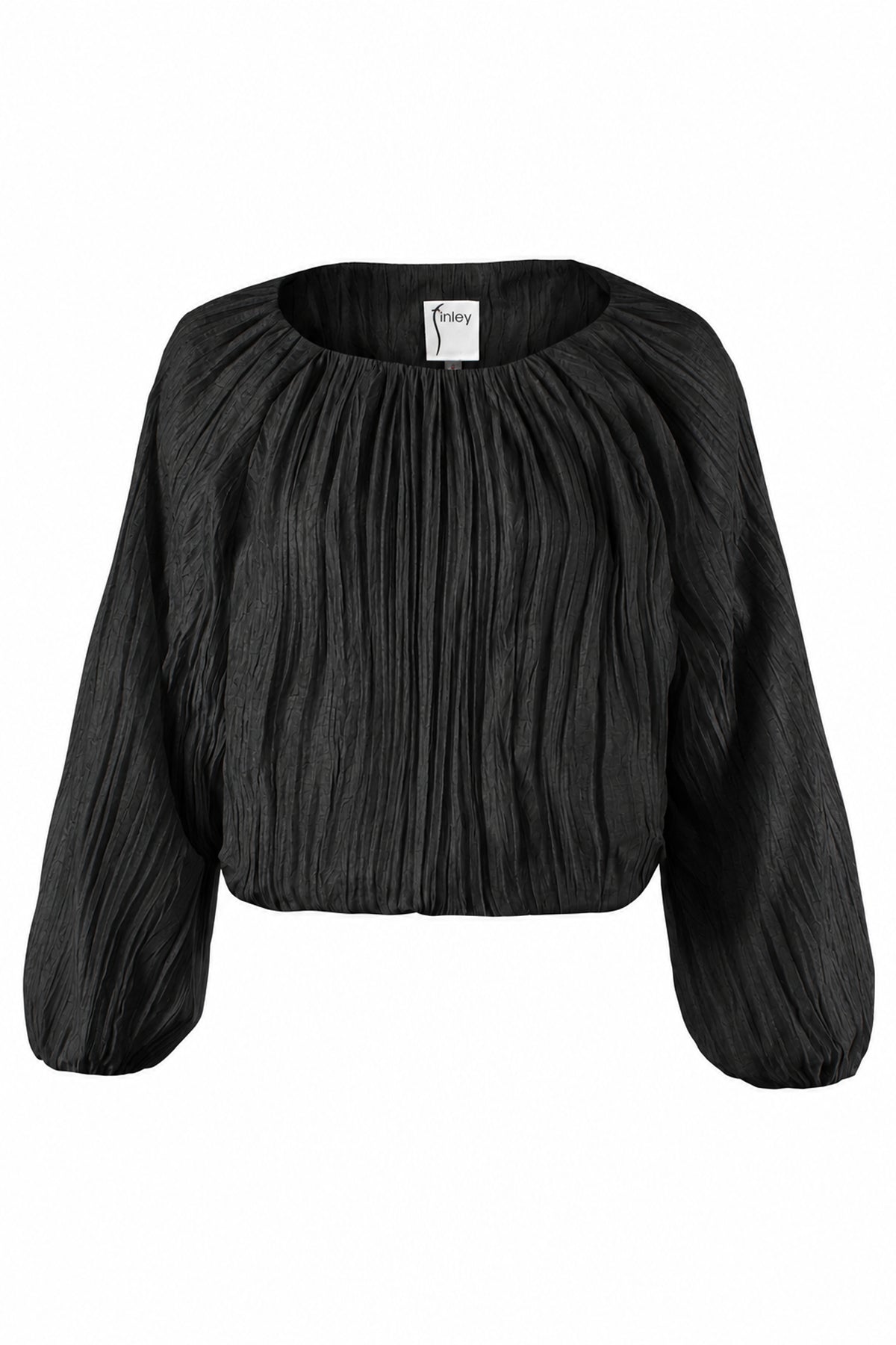Cameron Blouson Sleeve Top, Black Vertical Crush