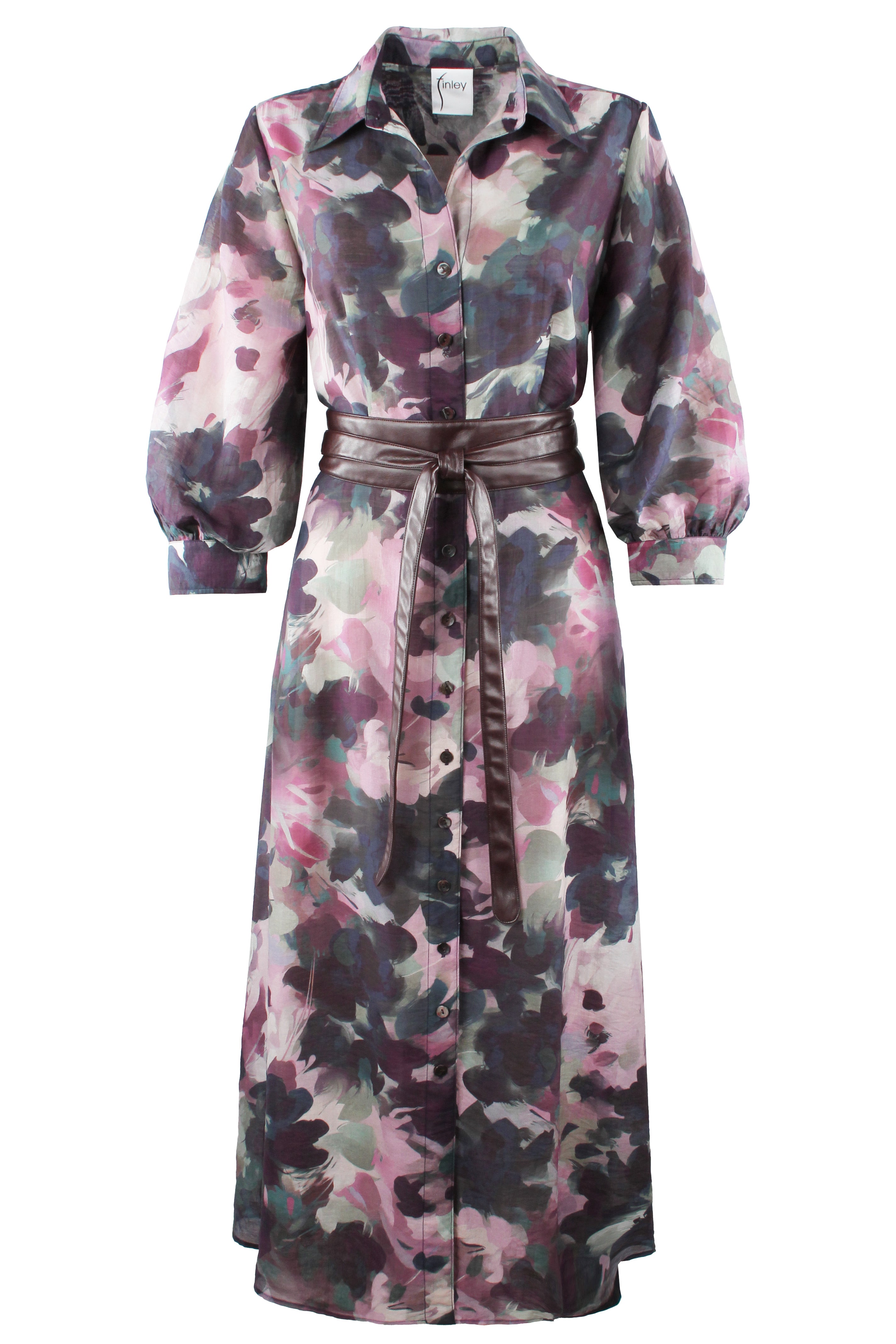 Pilar Shirt Dress, Watercolor Forest Print