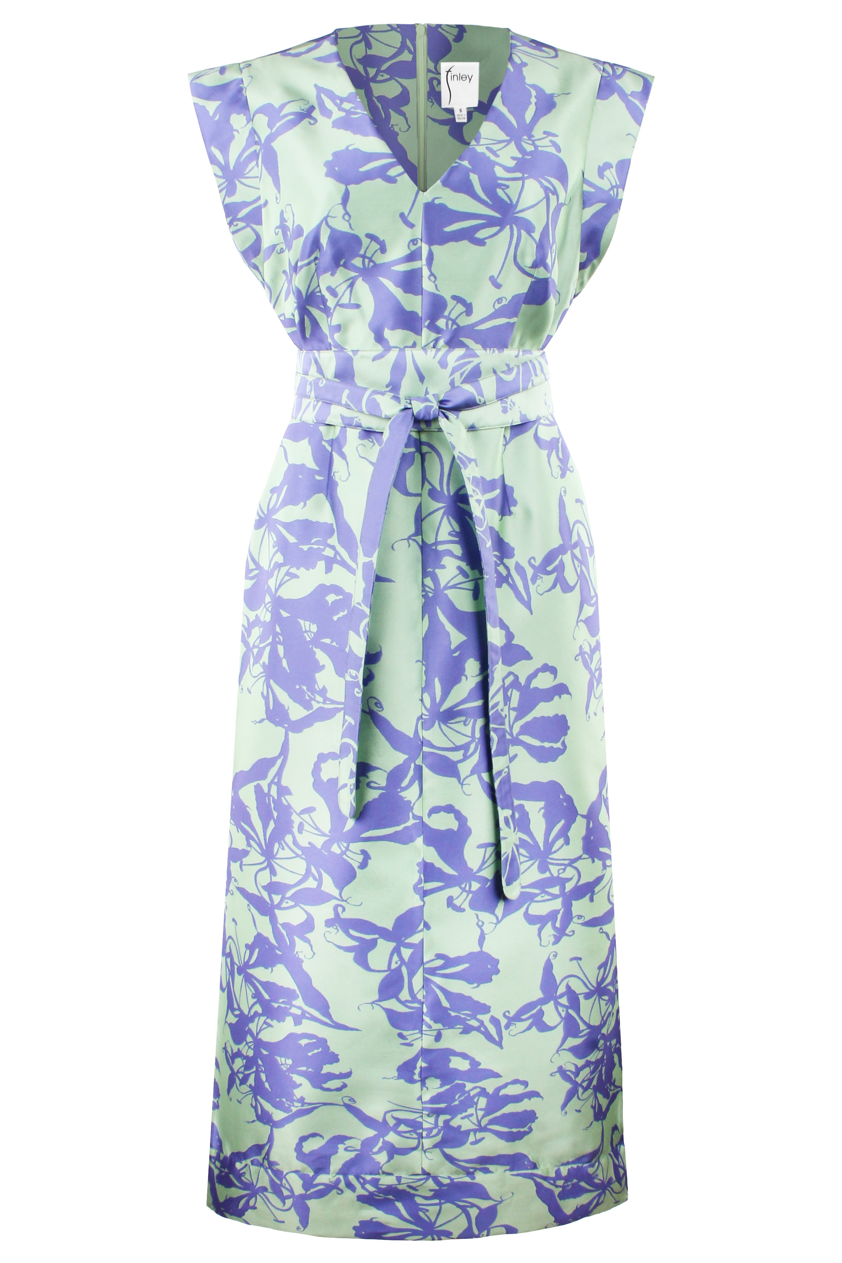 Beverly Long Shirt Dress Floral Jacquard, Honeydew/Purple