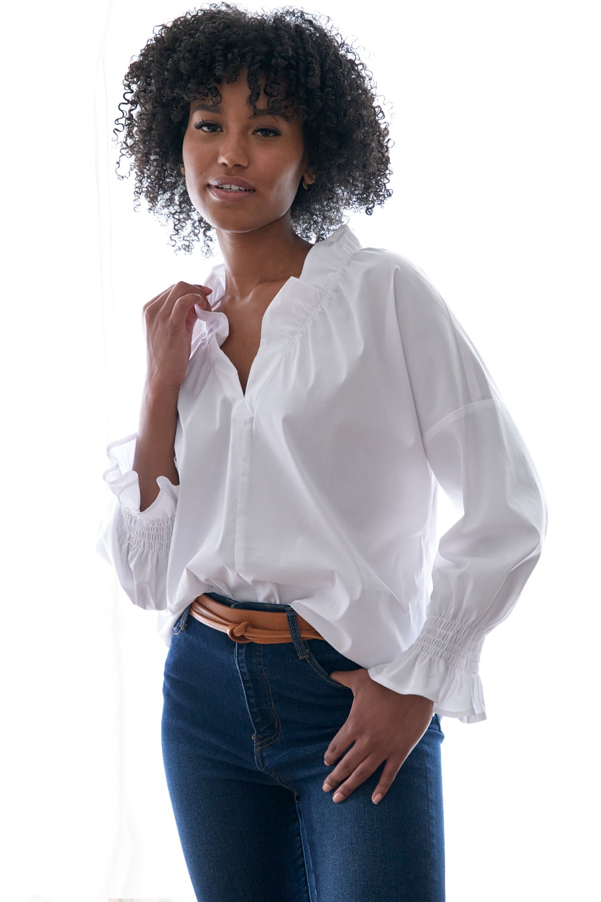 Women's Short Sleeve White Blouse Finley Shirts