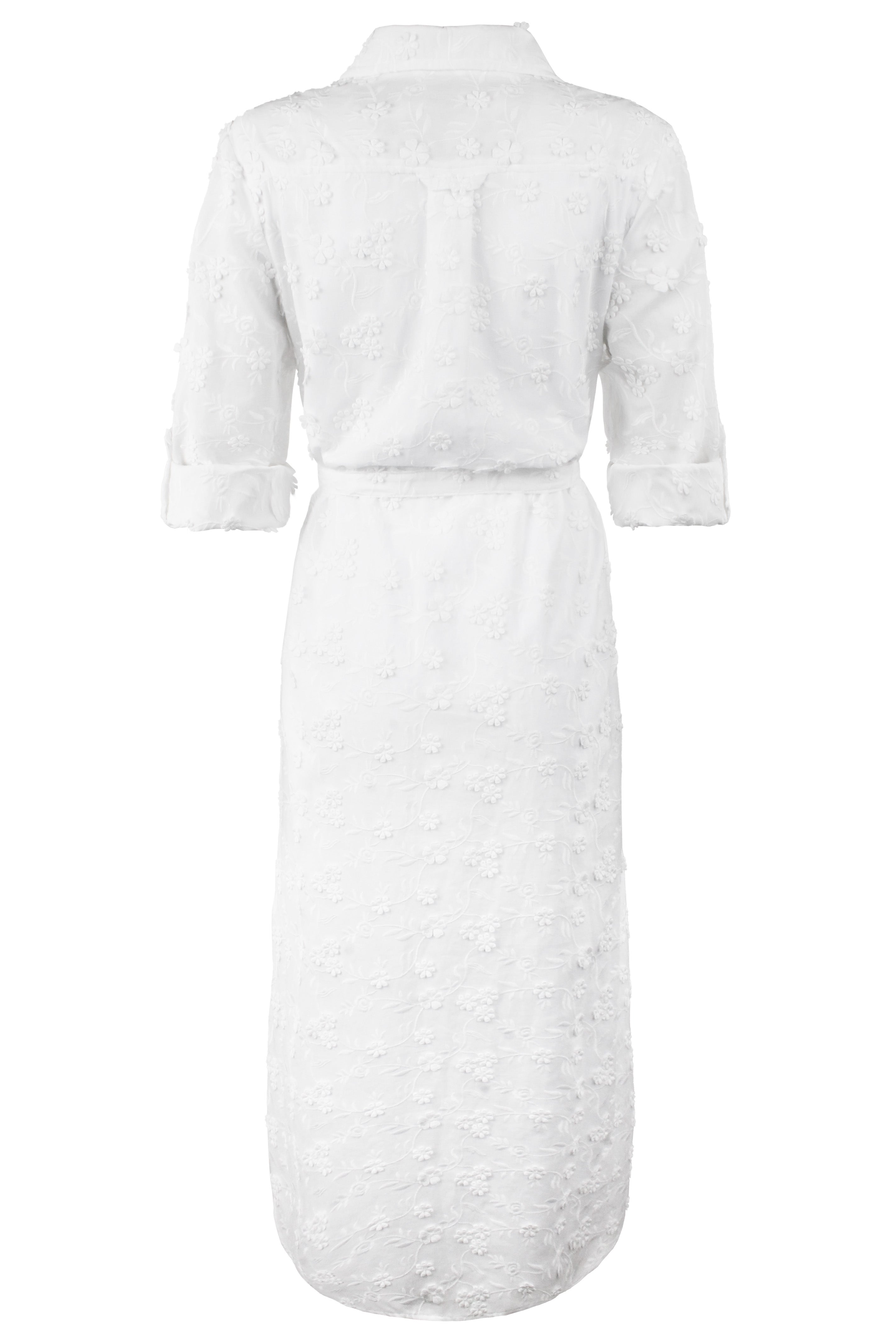Alex Long Shirt Dress Textured 3D Flowers