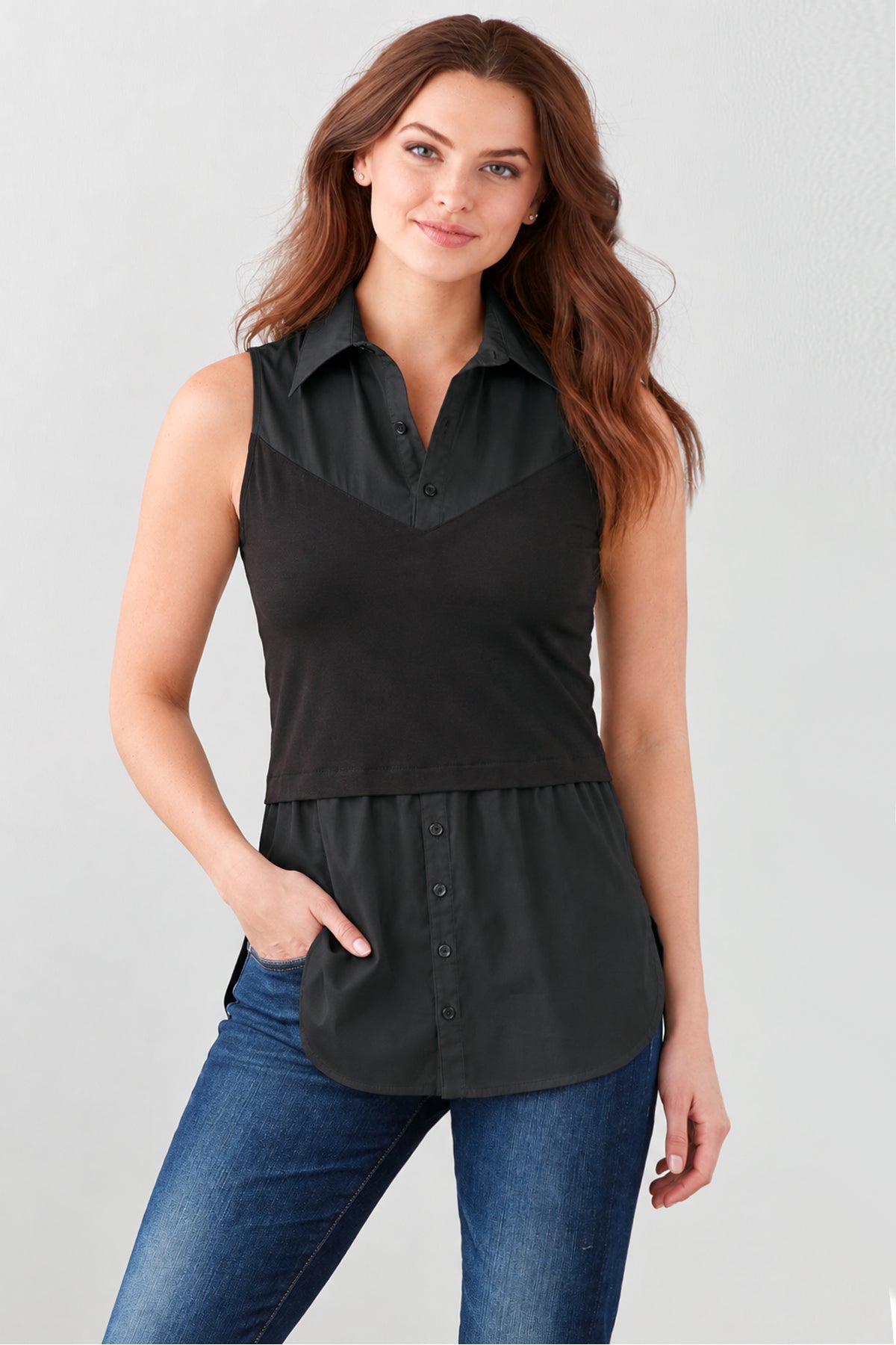 Sleeveless Layering Tank Black