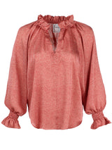 Candace Top Brick Herringbone Print