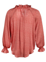 Candace Top Brick Herringbone Print