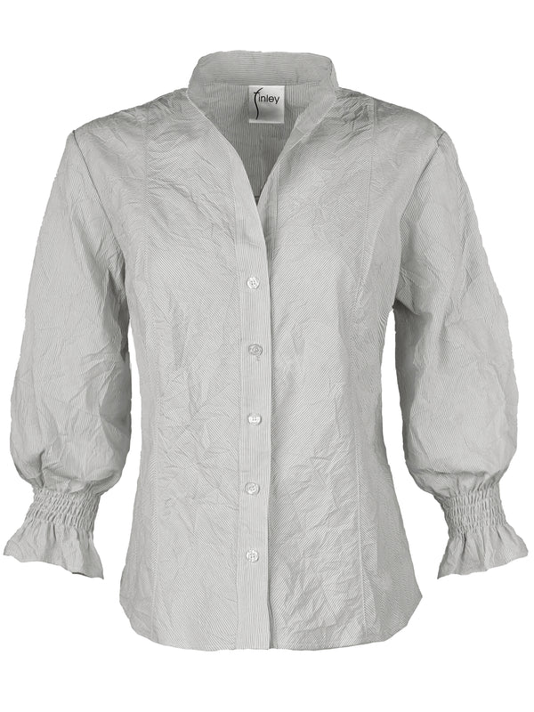 Carrie Shirt Tan Crushed Pinstripe