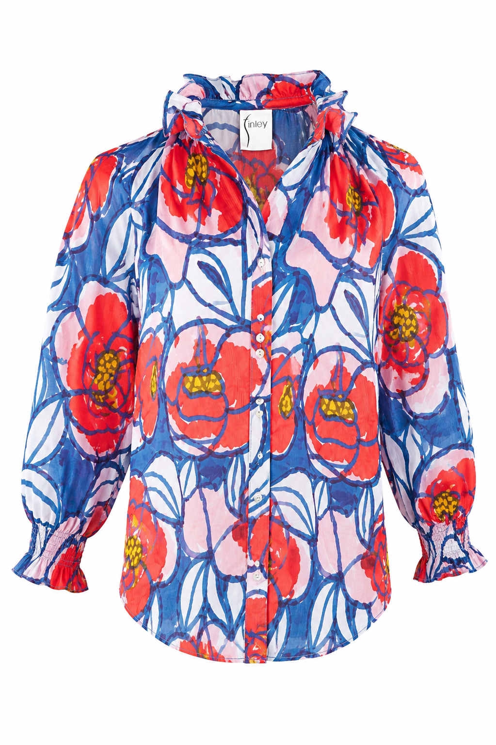 Fiona Shirt Blue and Red Roses - Webstore Exclusive