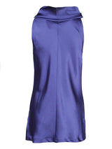 Sleeveless Cowl Top Purple Hammered Satin