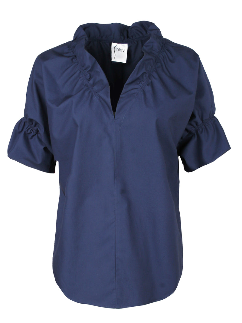 Crosby Shirt Navy Silky Poplin