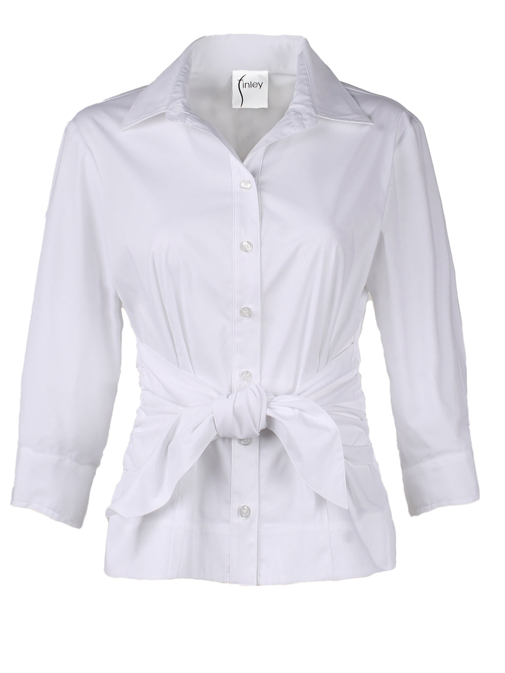 Ellis | Tie-Front Poplin White Designer Blouse | Finley Shirts
