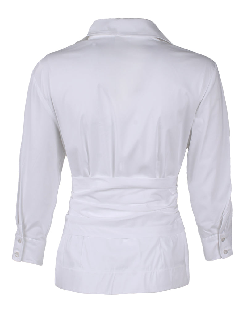 Ellis Tie Front Silky Poplin Shirt