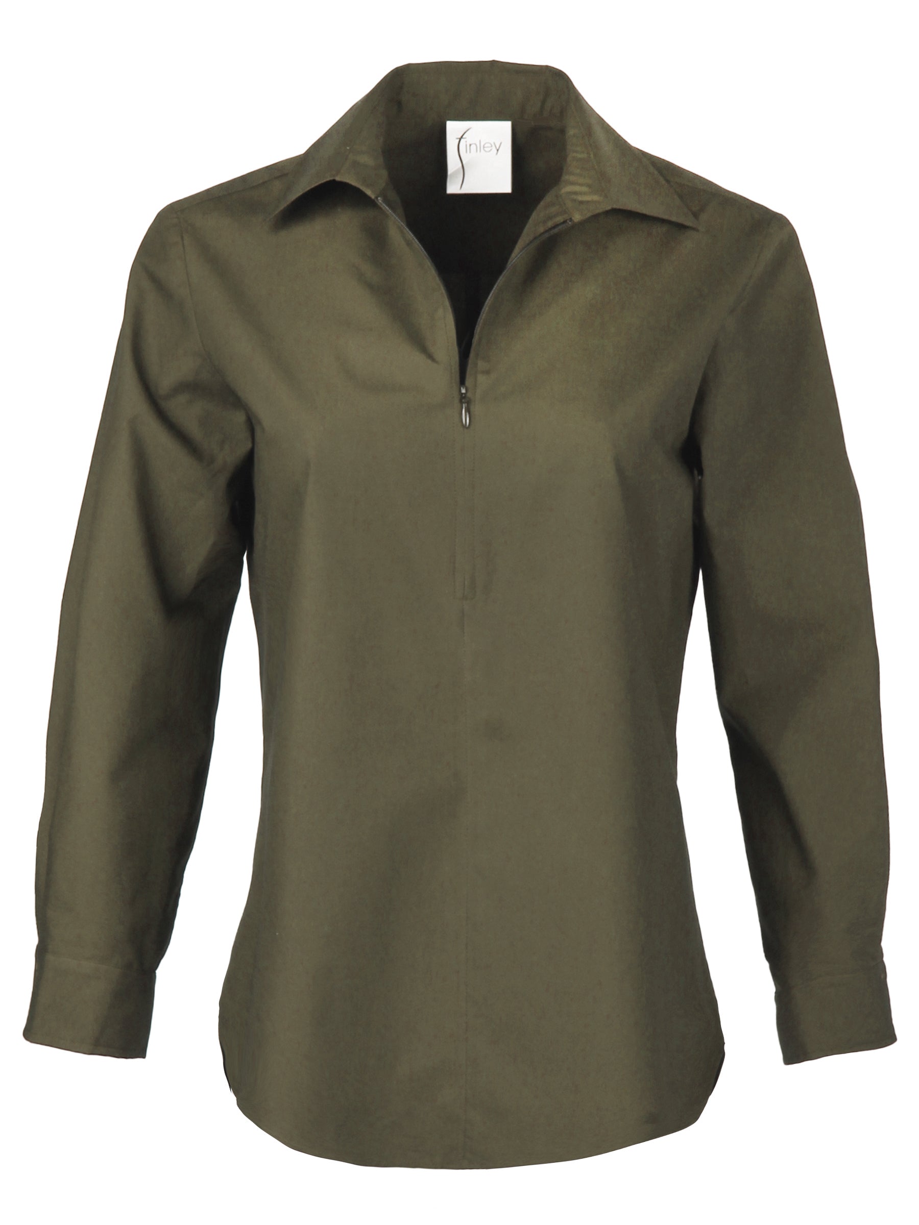 Endora Long Sleeve Half Zip Shirt Olive