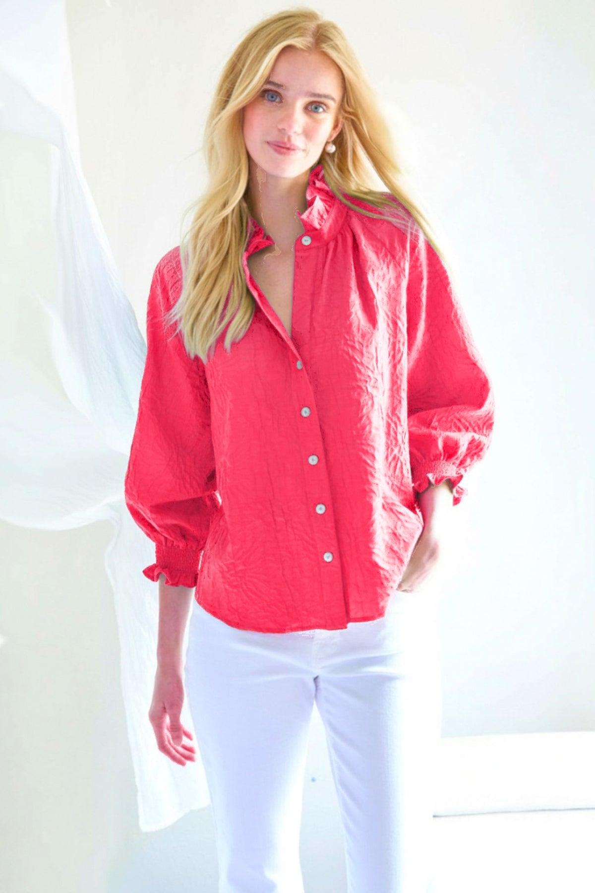 Fiona Shirt in Raspberry Textured Jacquard - Webstore Exclusive