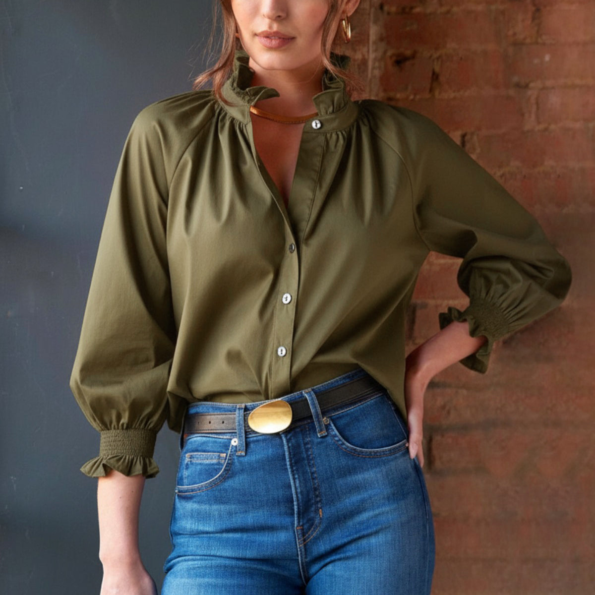 Fiona_Shirt_olive_Silky_Poplin 