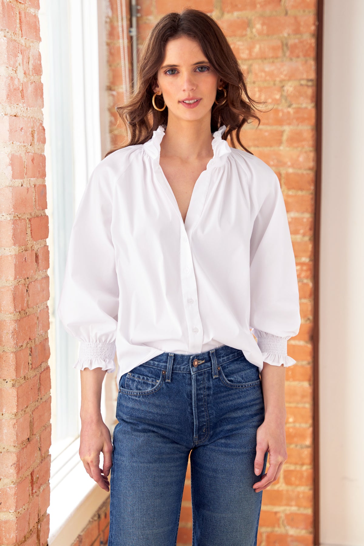 Fiona White Silky Poplin Shirt