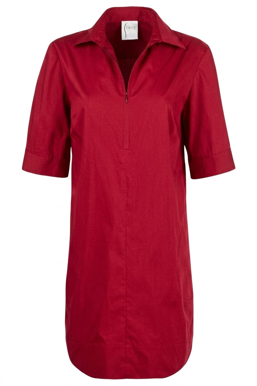 Endora Short Sleeve 1/2 Zip Dress Red Weathercloth