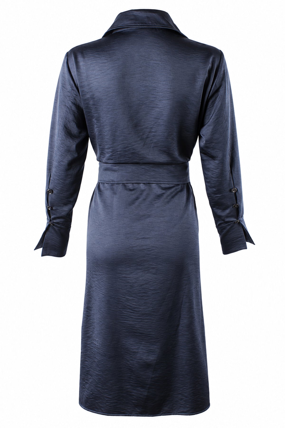 Hudson Shirt Dress Navy Sueded Back Satin