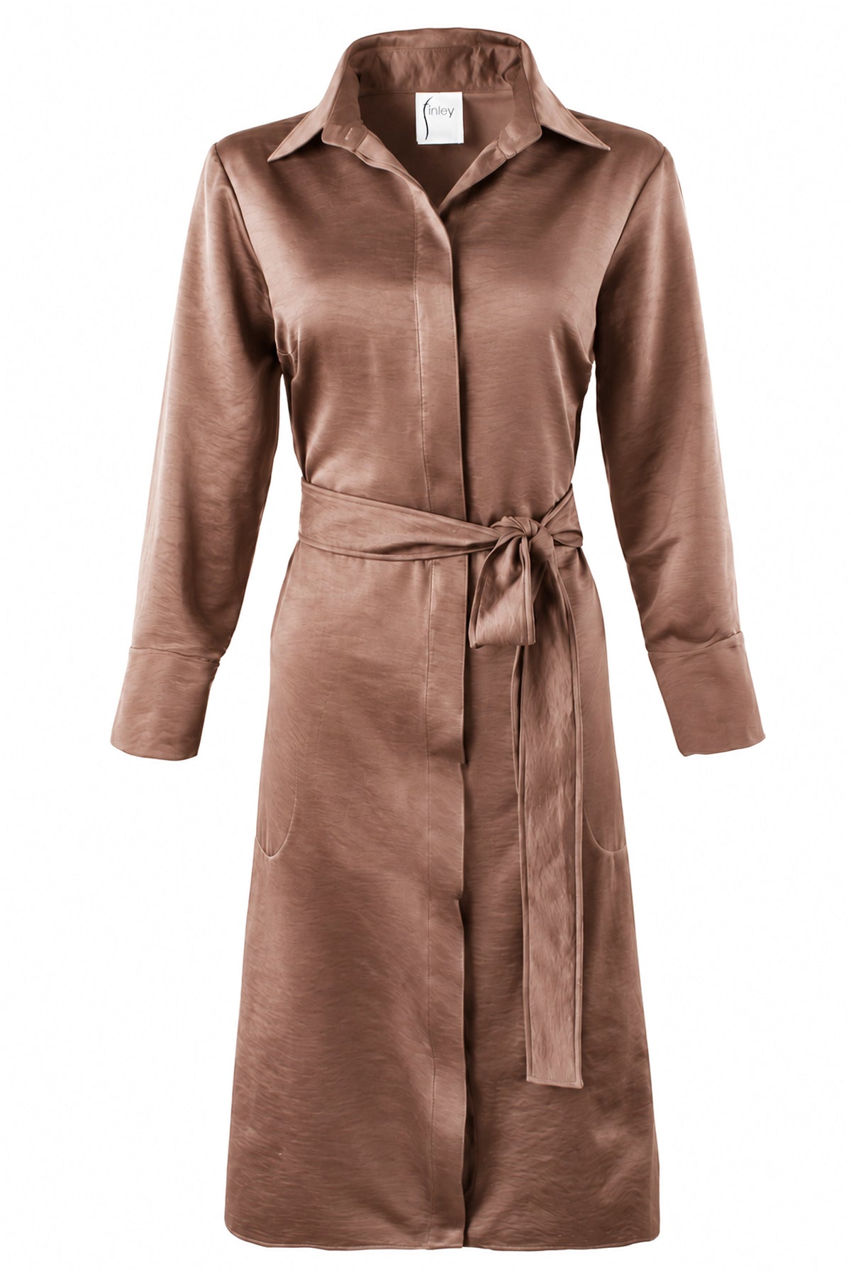 Hudson Shirt Dress Tan Sueded Back Satin