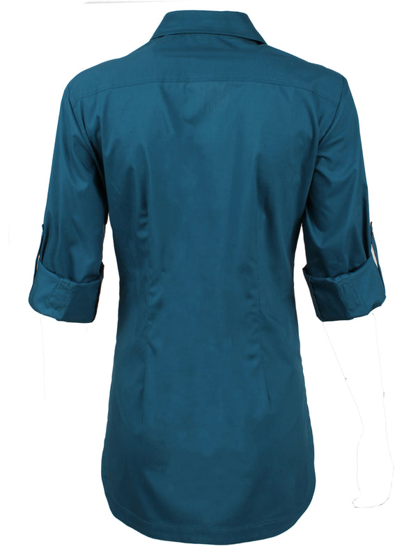 Joey Shirt Dark Teal Silky Poplin