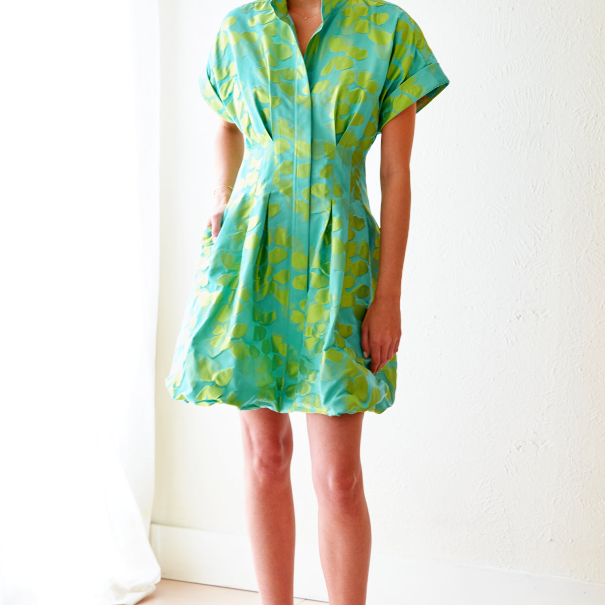 James | Lime Jacquard Designer Shirt Dress | Finley