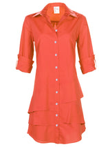 Jenna Shirt Dress Fireball Orange Crisp Cotton