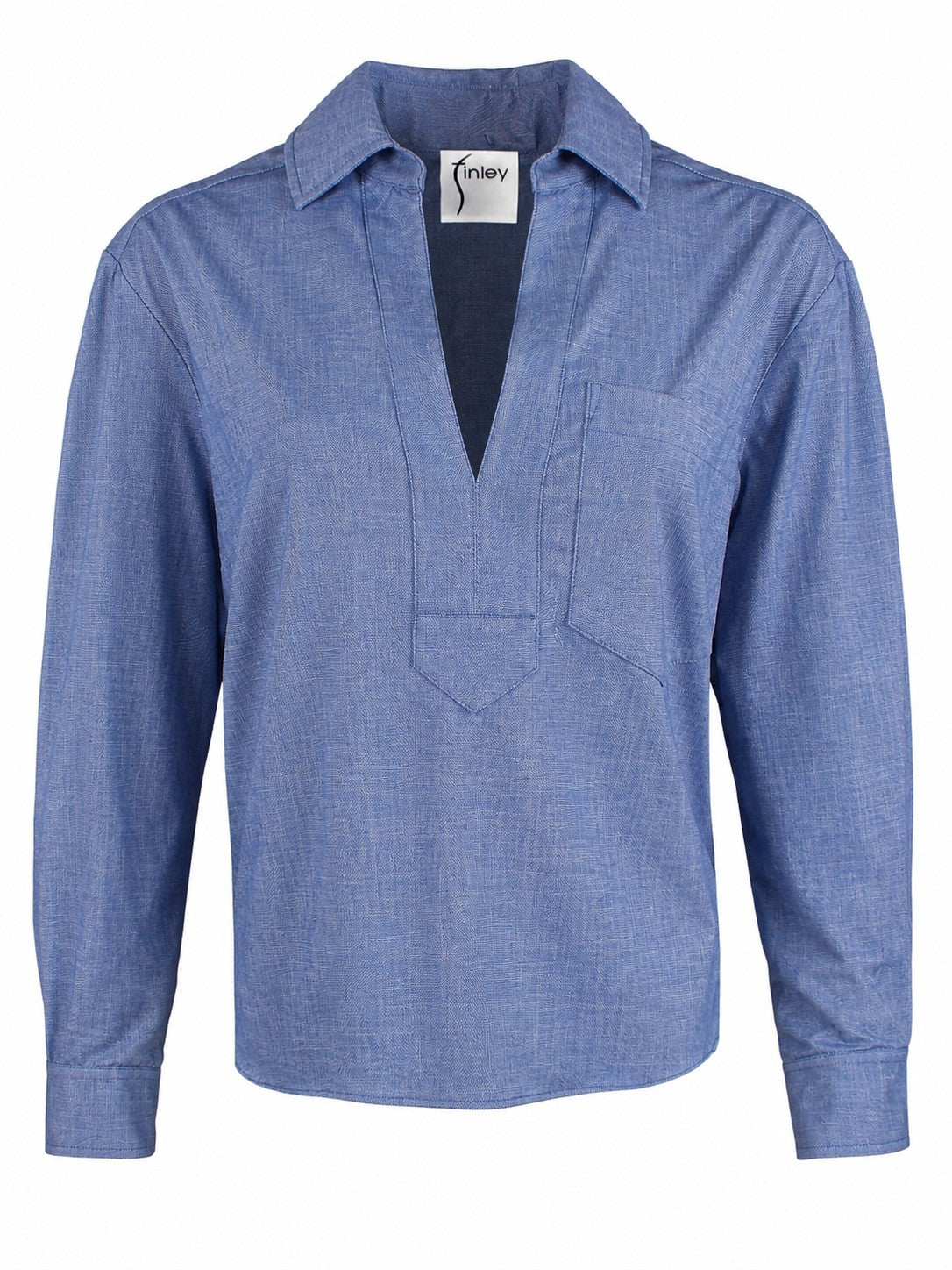 Joni Long Sleeve Popover Blouse, Chambray