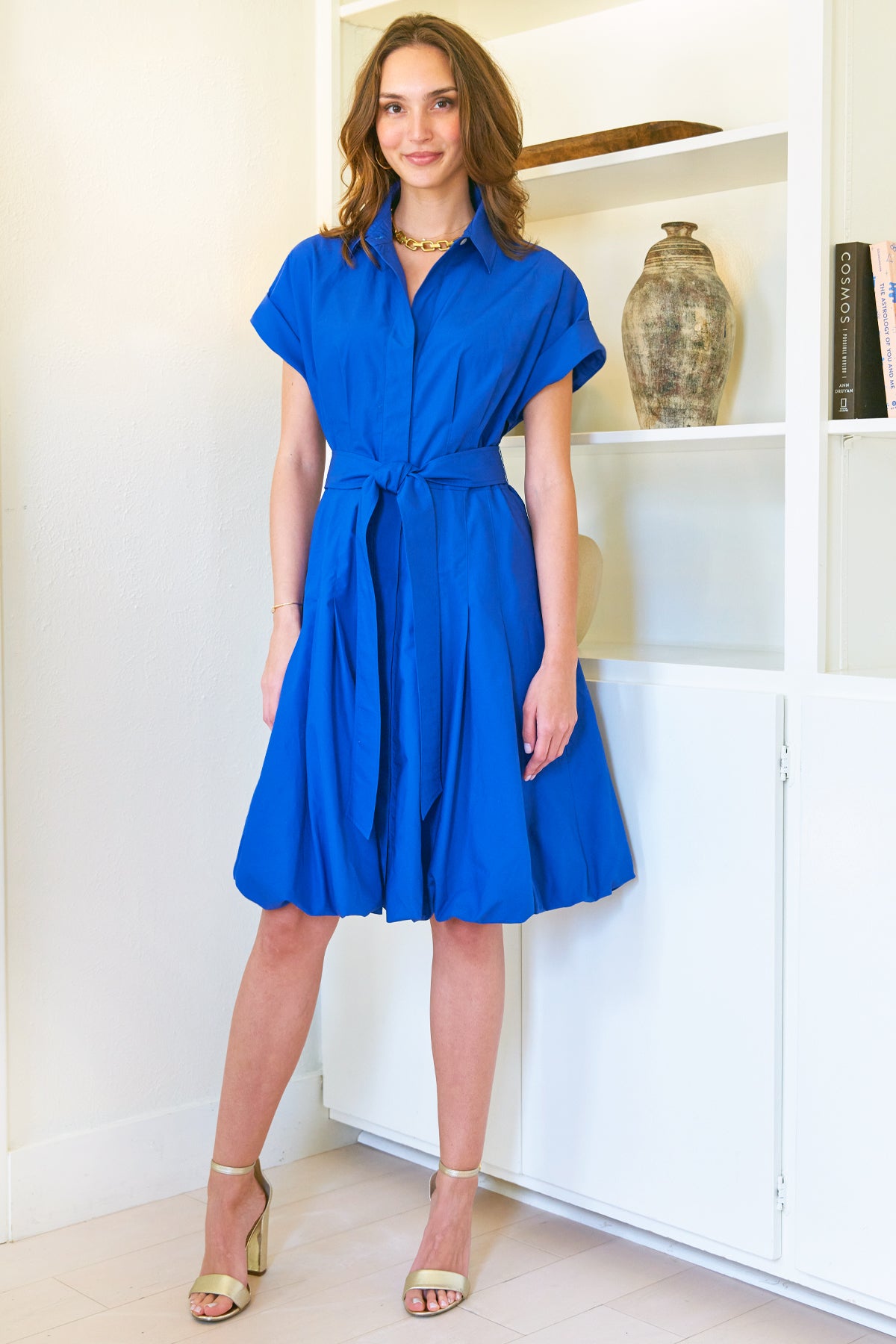Libby Bubble Dress Royal Blue Typewriter Cloth