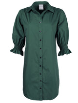 Miller Puff Sleeve Evergreen Shirt Dress Weathercloth