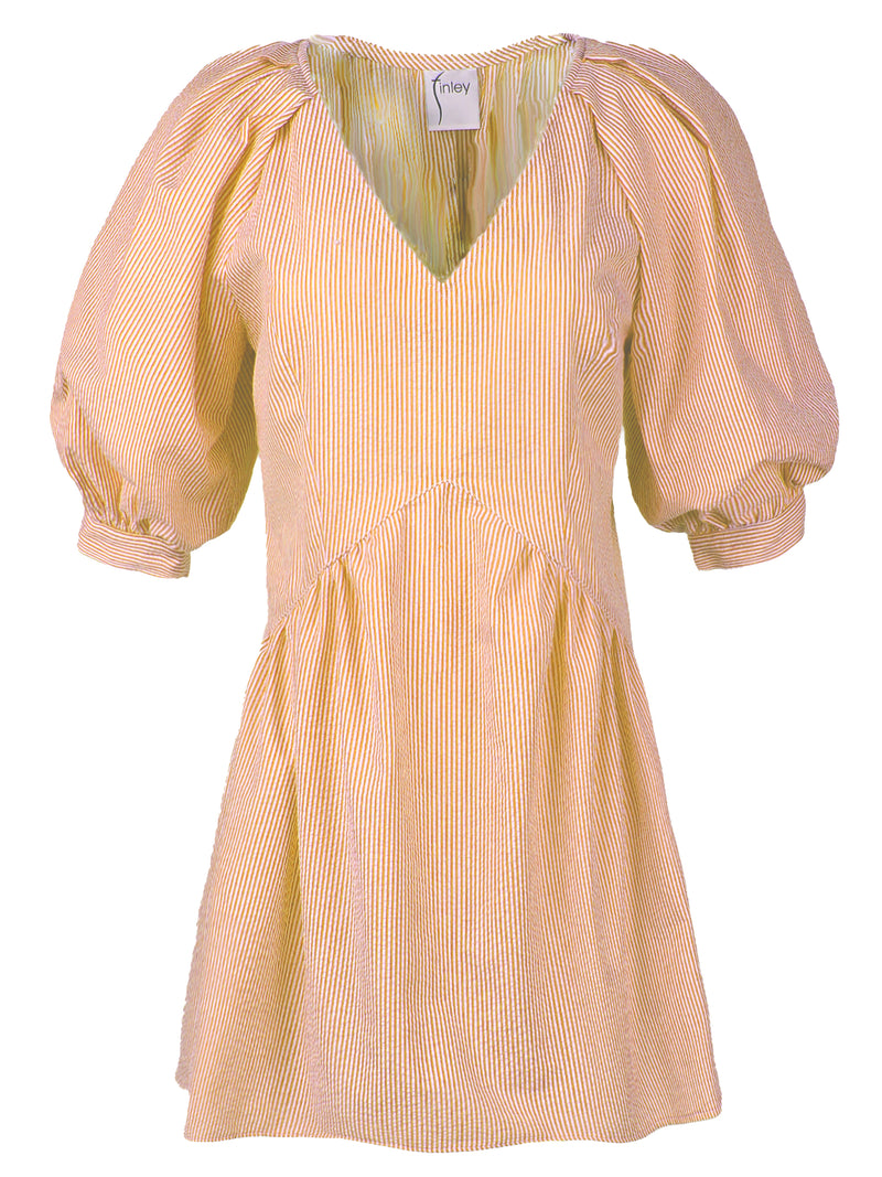 GAMEDAY! Pip Mini Dress Orange/White Seersucker Stripe