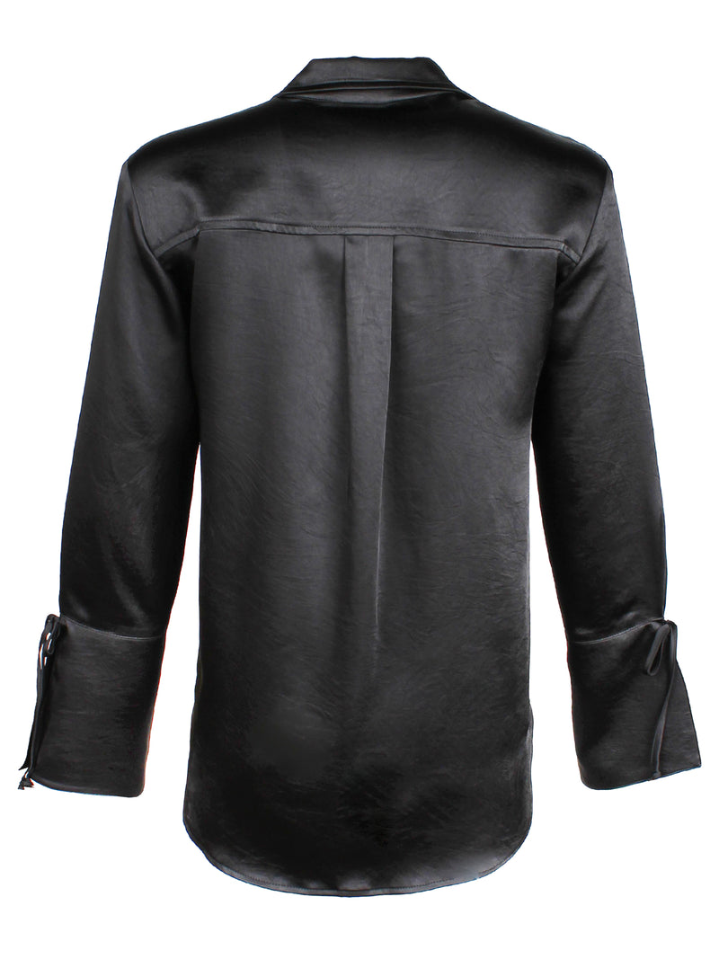 Rachel Shirt Black Hammered Satin