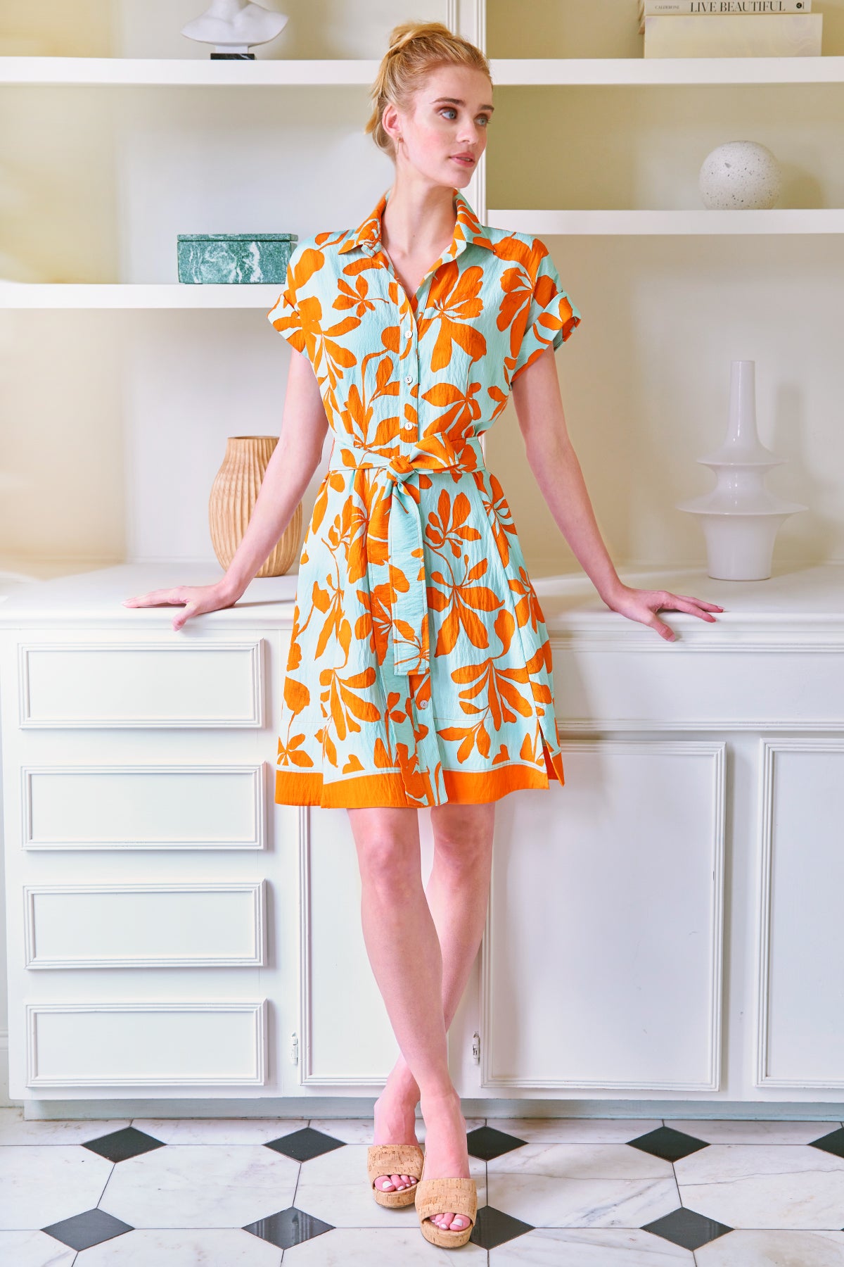 Short Chantal Shirt Dress Hawaiian Punch Print