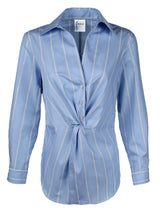 Sid Twist Front Shirt Blue/Yellow Stripe