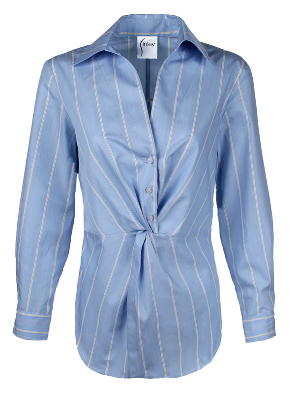 Sid Twist Front Shirt Blue/Yellow Stripe