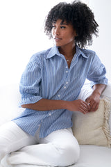Sirena Shirt Blue/White Chenille Textured Stripe