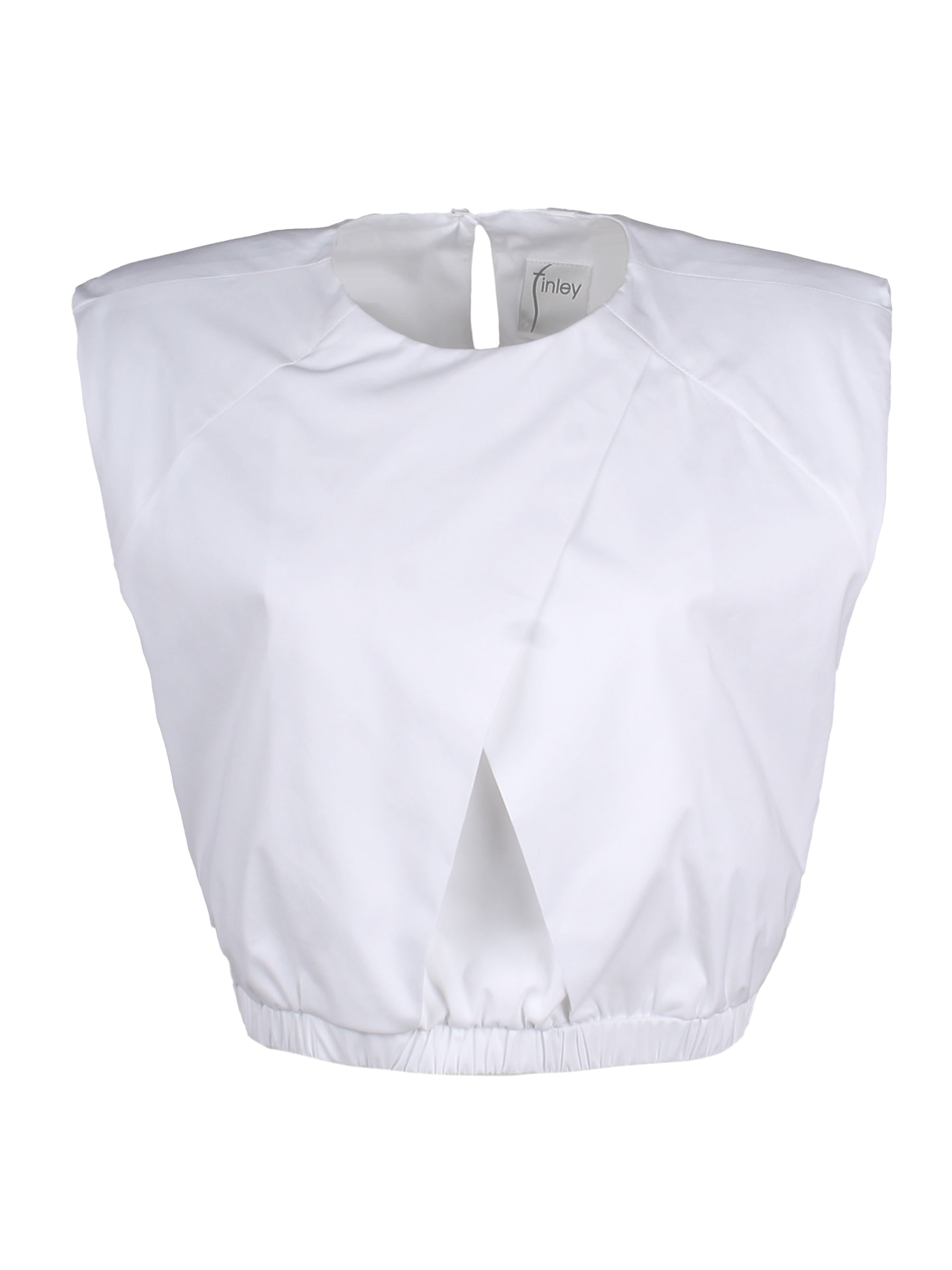 Sydney Cap Sleeve Poplin Cropped Pullover Blouse, White