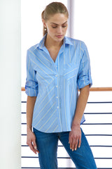 Teigan Shirt Blue/Tan Menswear Stripe