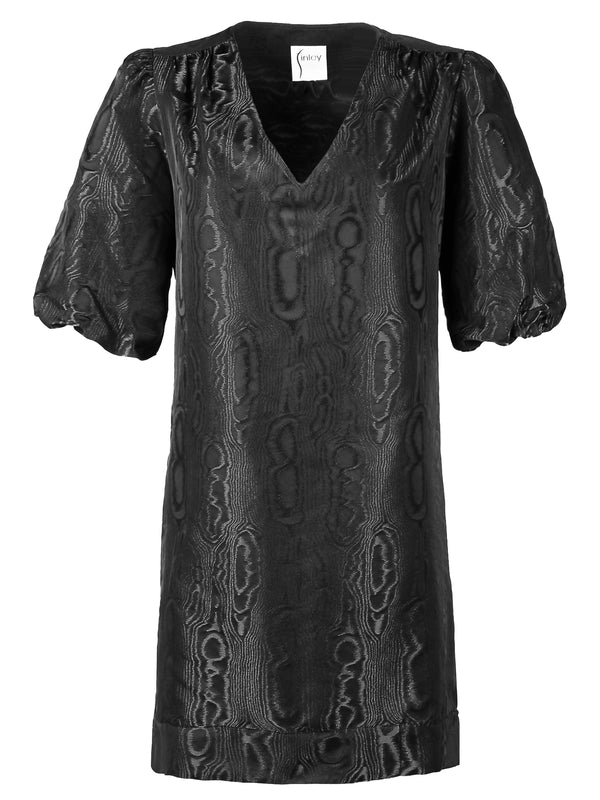 Tish Dress Black Moire Jacquard