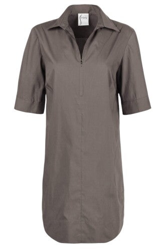 Endora Short Sleeve 1/2 Zip Dress Topaz Brown Iridescent Cross-Dye Weathercloth