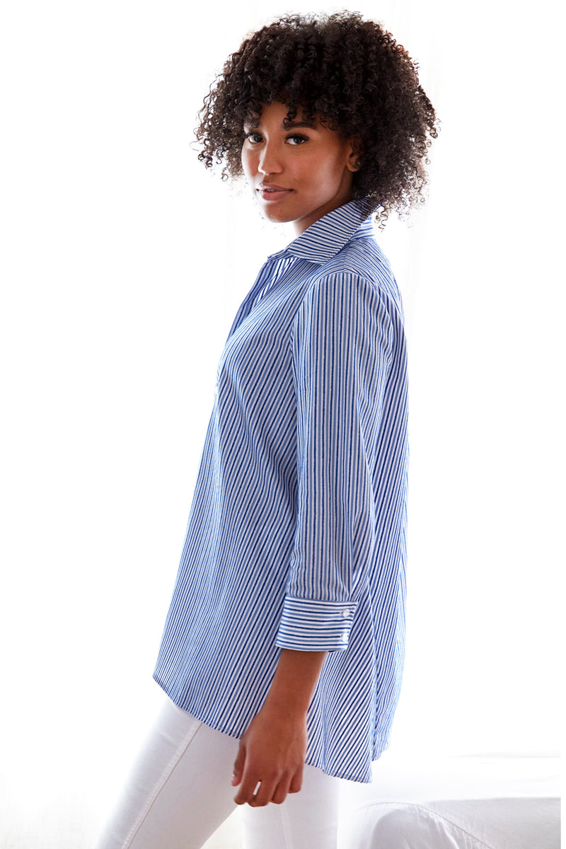 Trapeze Top Blue Chenille Stripe