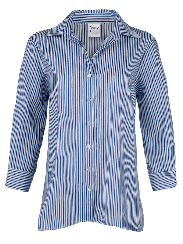 Trapeze Top Blue Chenille Stripe