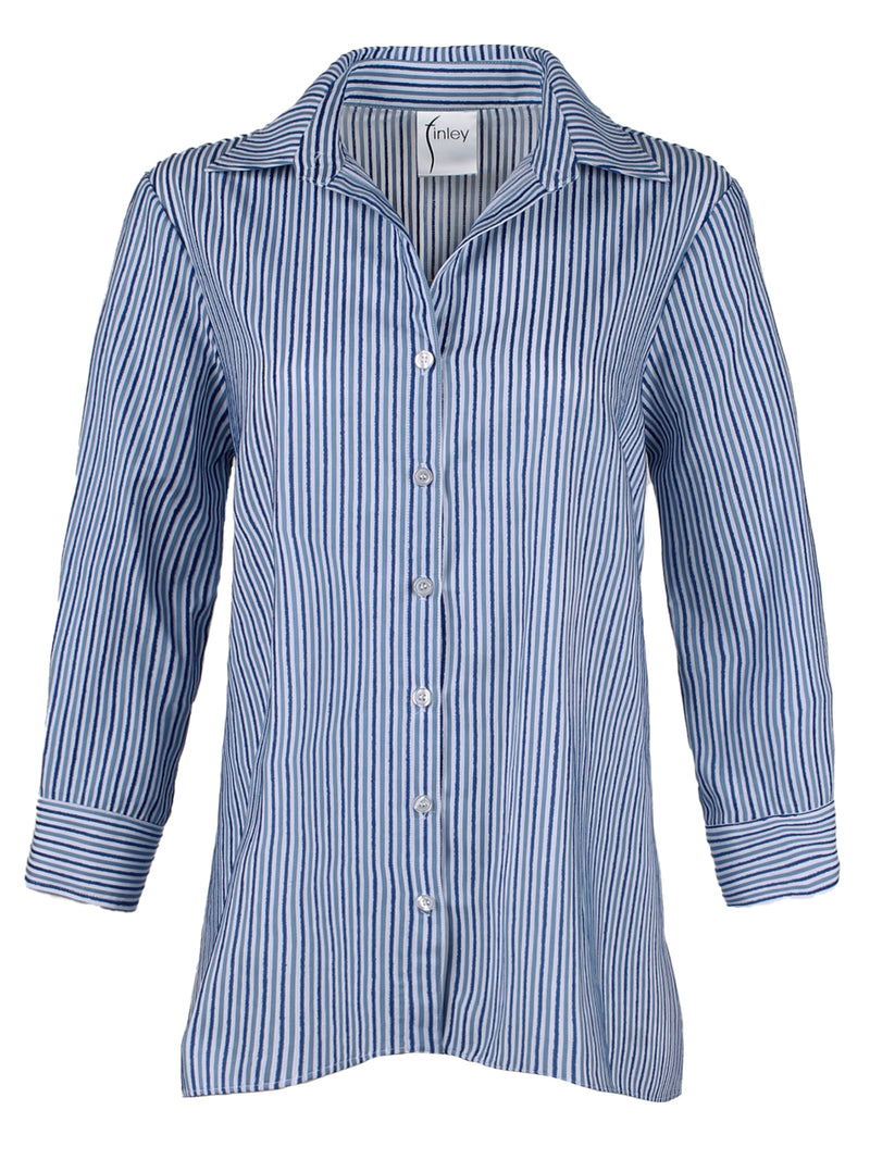 Trapeze Top Blue Chenille Stripe