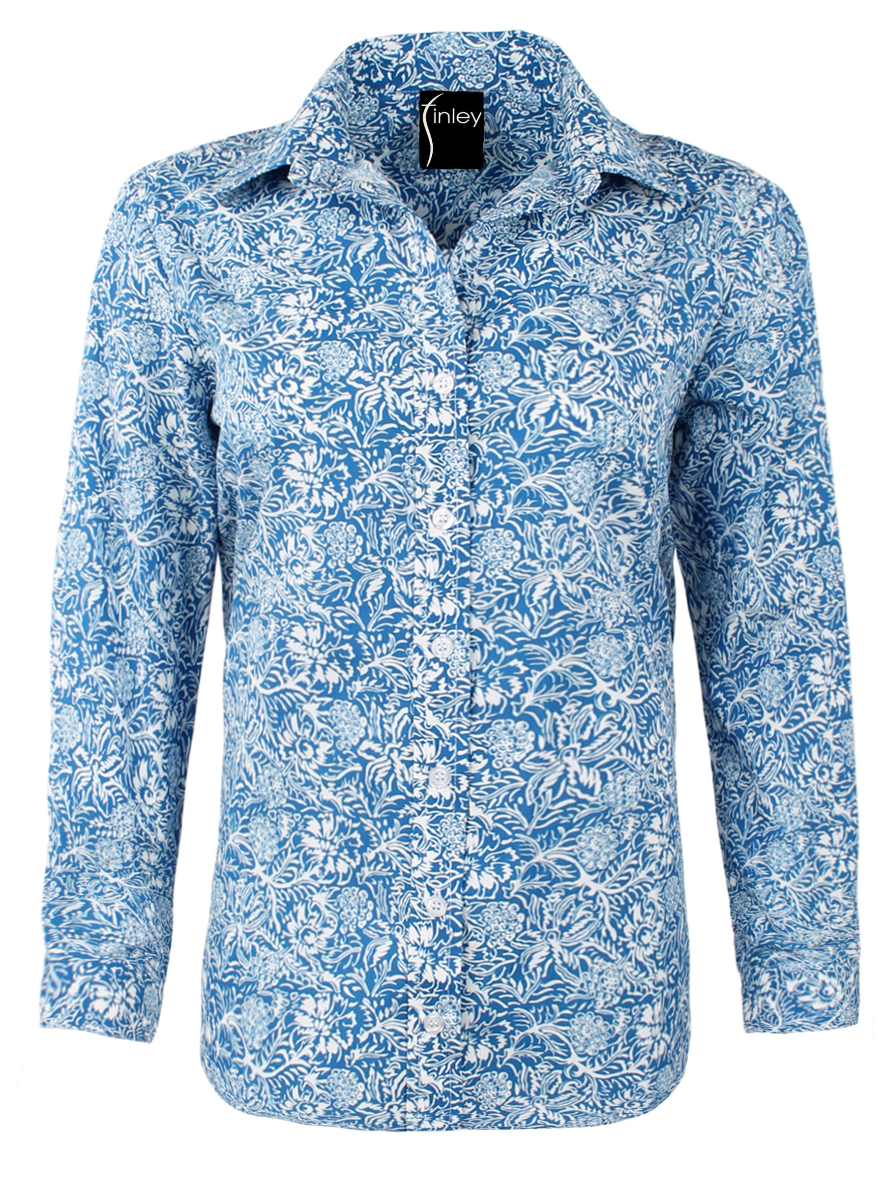 One of A Kind Alex Shirt Blue and White Liberty Print