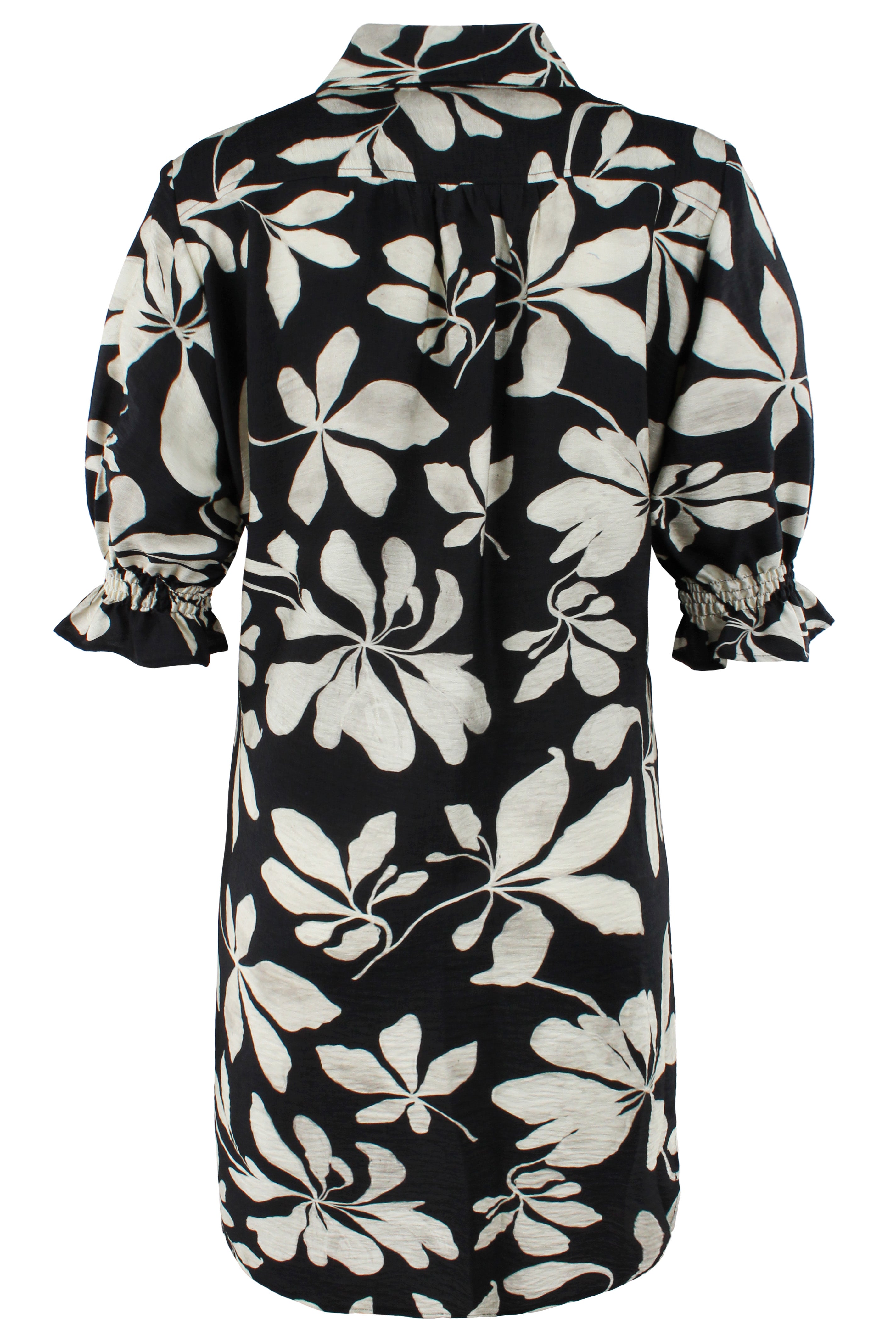 Miller Puff Sleeve Shirt Dress Black & Tan Print