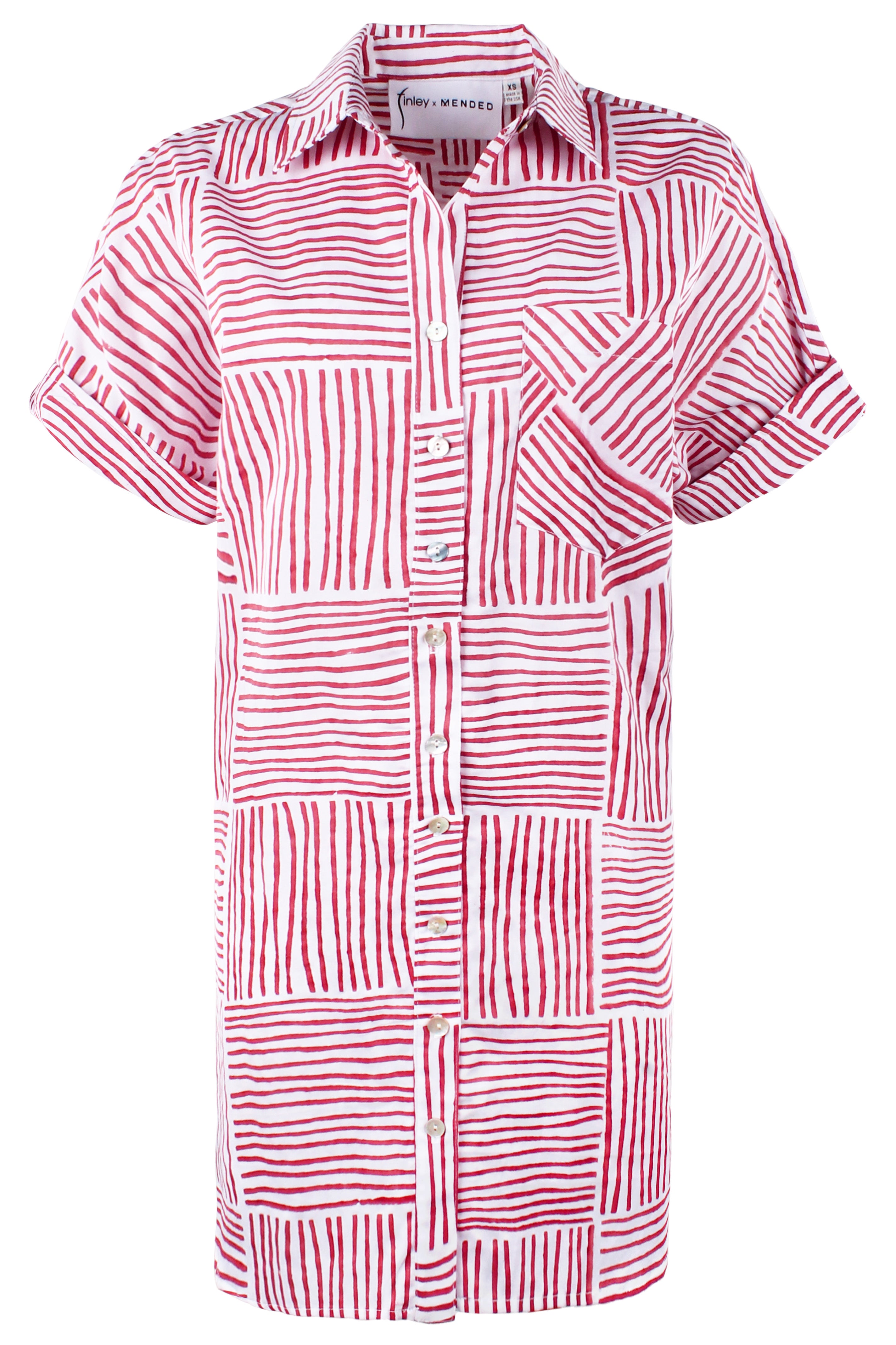 Red and white striped shirt on a white background